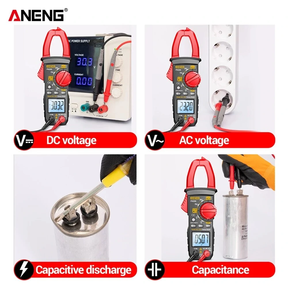 ANENG PN200 Digital Clamp Meter - 600A AC/DC Current, Voltage Tester, Capacitance NCV - Image 5