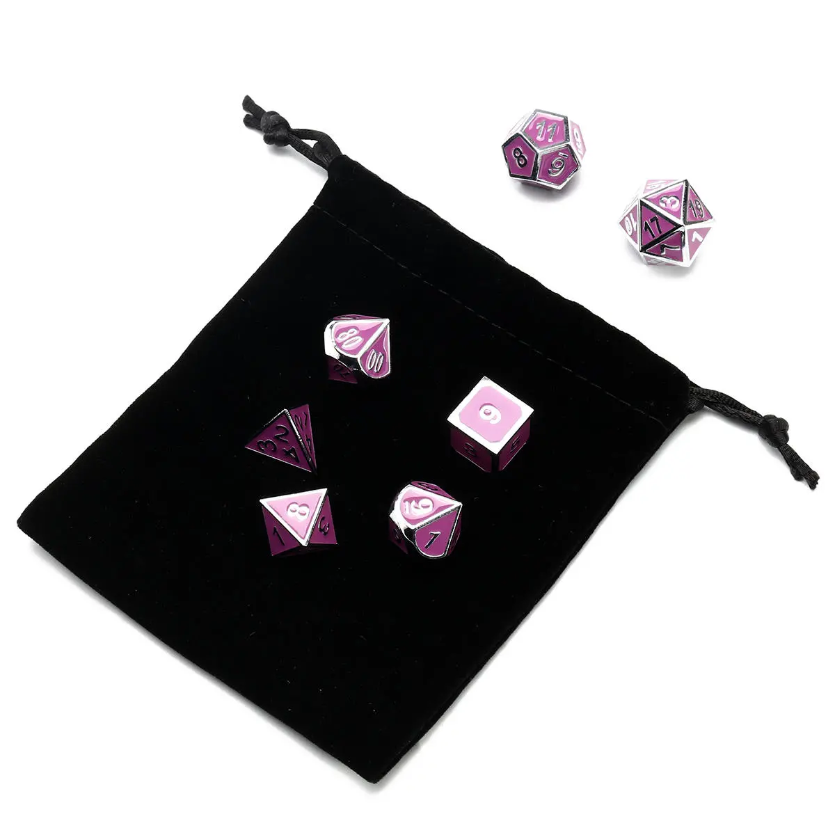 Heavy Metal Polyhedral Dice Set - 7 Pcs for Role Playing Games with Bag - Image 3