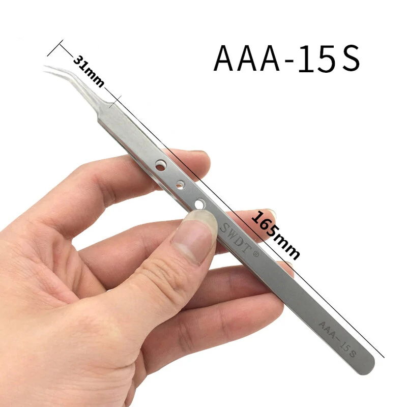 PrecisIion Pointed Tweezers - Stainless Steel Anti-Static Tool | AAA-12S/14S/15S - Image 2