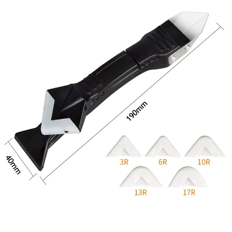 5-in-1 Silicone Caulk Tool Kit - Stainless Steel Scraper & Grout Finisher - Image 2