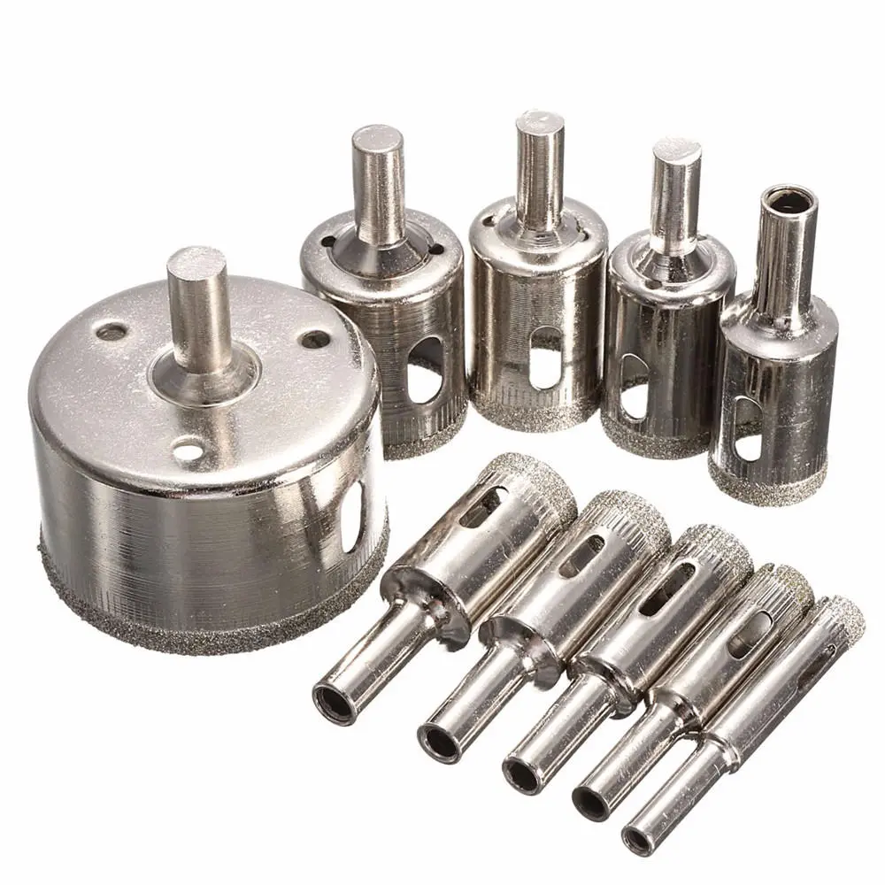 10pcs 8-50mm Diamond Drill Bits Set for Glass Marble Granite Hole Saw Cutter - Image 3