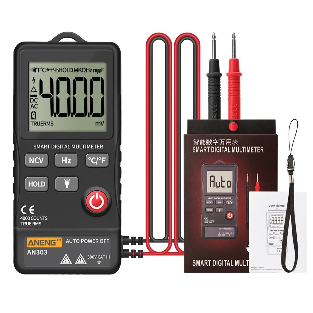 ANENG AN303 True RMS Digital Multimeter - 4000 Count | NCV, Capacitance, Hz Tester - Image 2