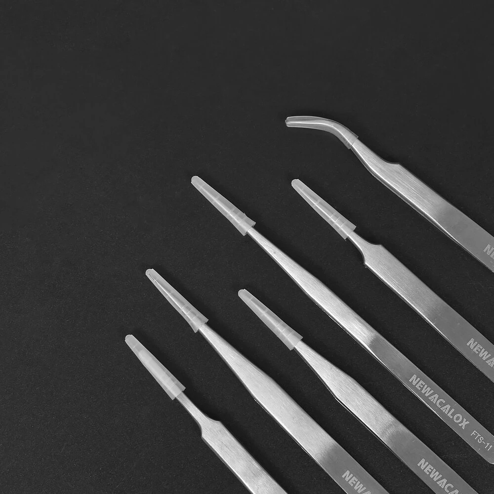 NEWACALOX 6Pcs Stainless Steel Tweezers Kit | Anti-Static & Non-Magnetic for Lab Jewelry - Image 4