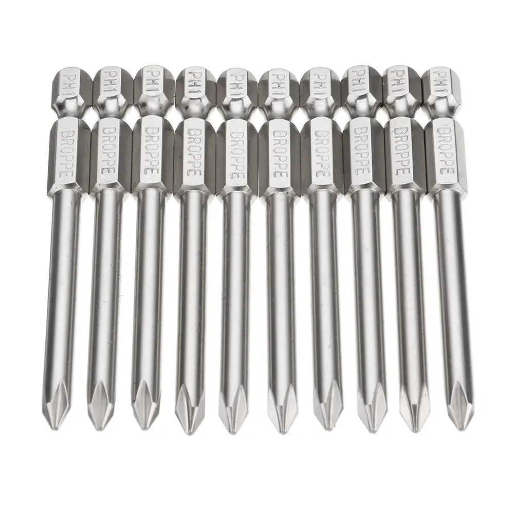 BROPPE 10pcs PH1 Screwdriver Bits - 75mm 1/4 Hex Magnetic Phillips Set - Image 3