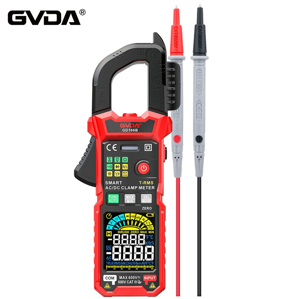 GVDA Digital Clamp Meter Multimeter - True RMS Auto Range NCV AC DC Voltage - Image 3