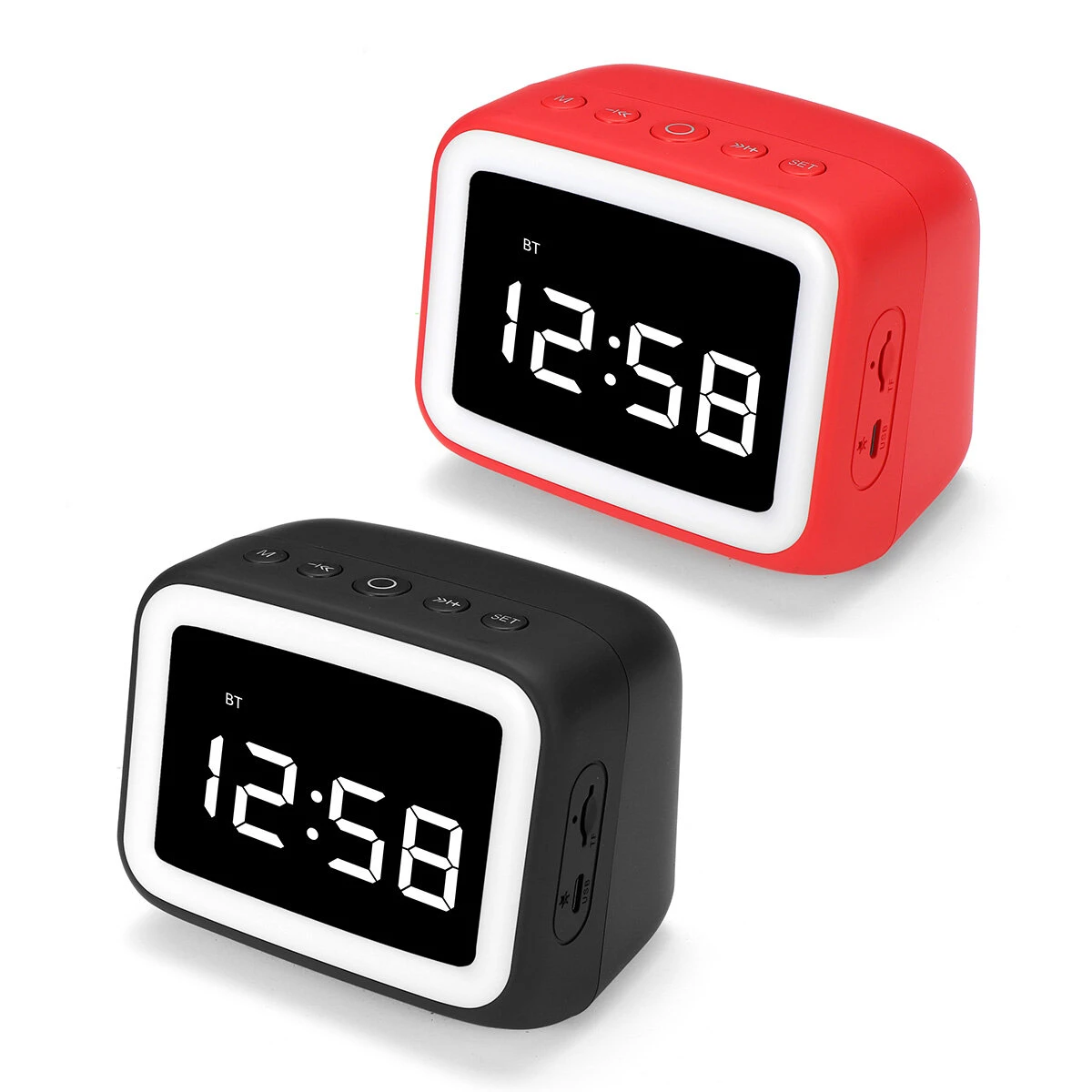 Digital Alarm Clock with FM Radio & Bluetooth 5.0 - LED Mirror Speaker - Image 2