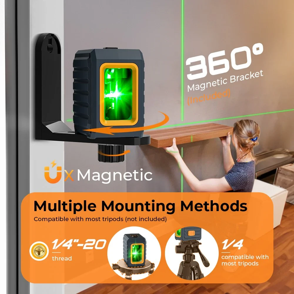 CIGMAN CM-G01 Green Laser Level - 2 Lines Self-Leveling | IP54 Water Resistant - Image 2