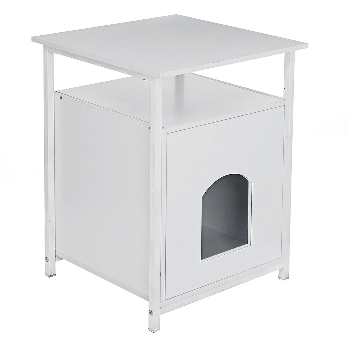 Cat Litter Box Enclosure with Side Table - Pet Furniture House for Cats & Dogs - Image 2