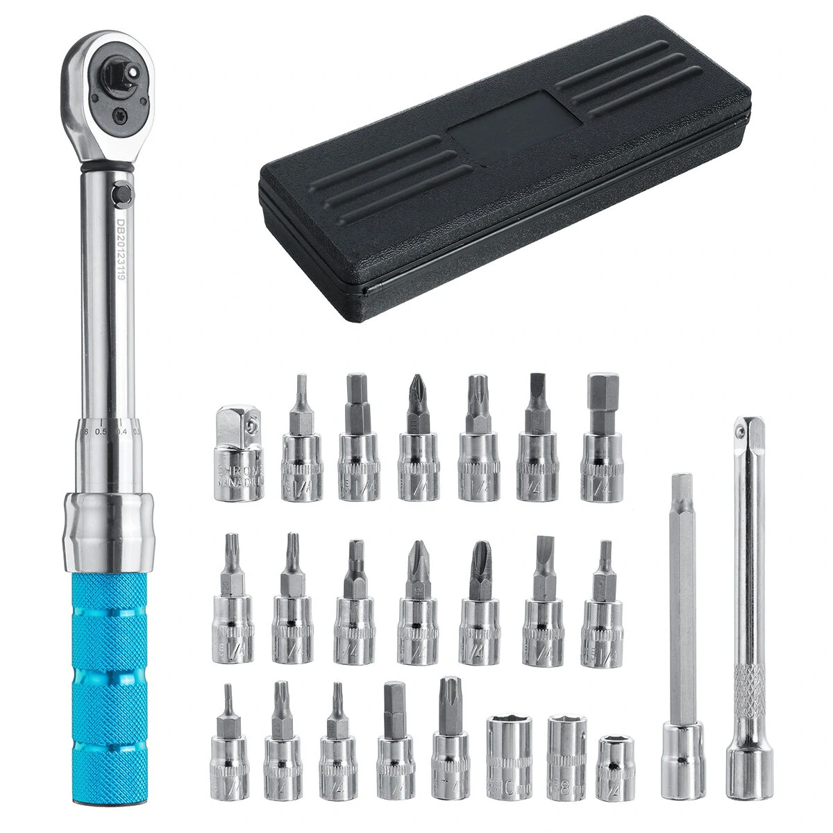 PRO BIKE TOOL 25PCS Torque Wrench Set | 2-24NM 1/4 Drive | Screwdriver & Socket Kit - Image 2