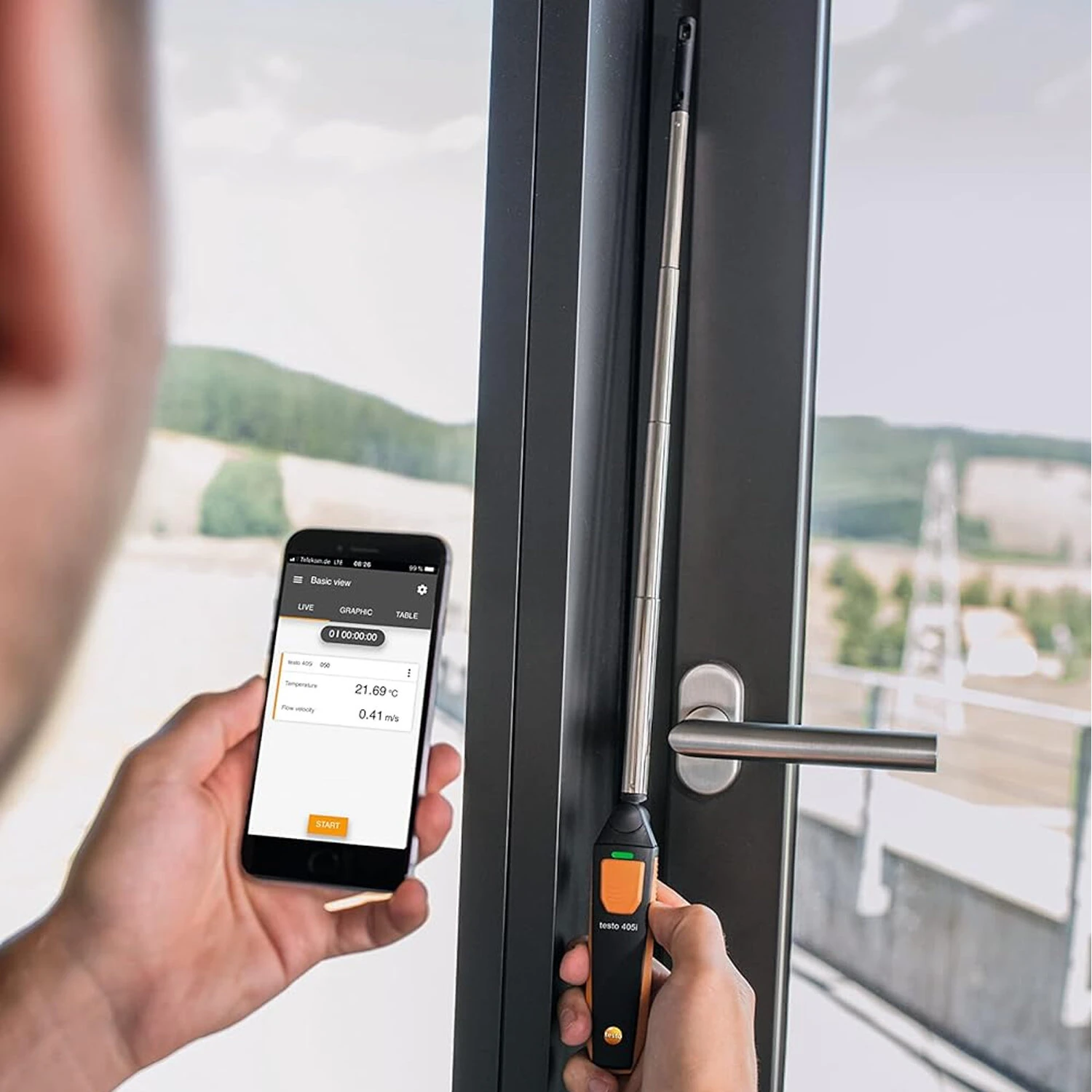 Testo 405i Anemometer - Bluetooth Wireless HVAC CFM Meter | Air Speed & Temperature - Image 2