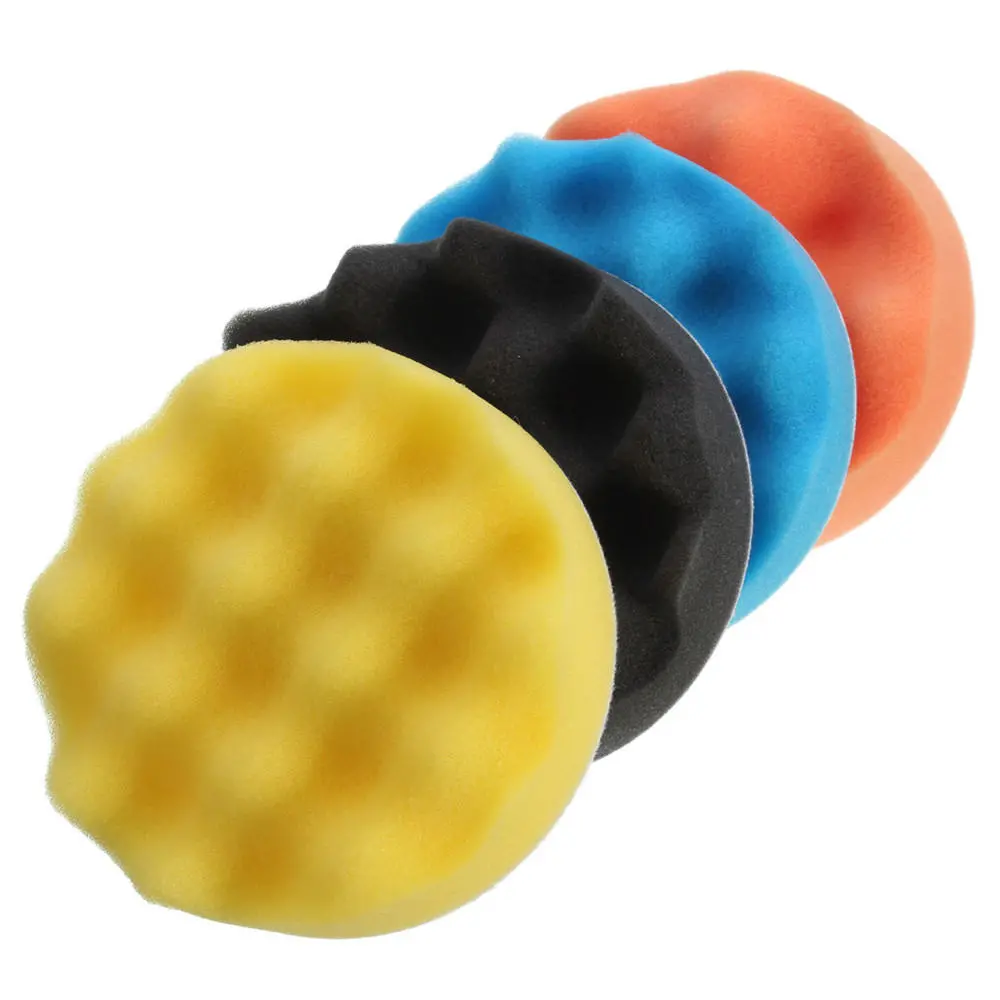4 Inch Buffing Pads Kit - 4pcs Wave Sponge Polishing Pads for Polisher Buffer - Image 4