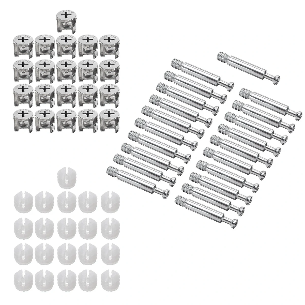 Wnew 20PCS 3-in-1 Eccentric Wheel Furniture Screw Kit | For Dowel Jig & Wardrobe - Image 5