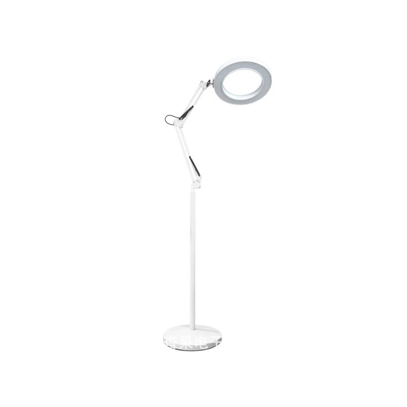 8X Magnifier LED Floor Lamp - Long Arm Folding Design with 6 Ring & USB - Image 3