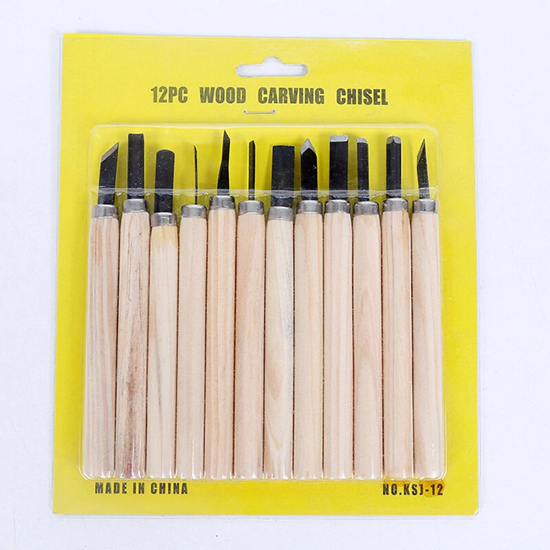 6/10/12PCS Wood Carving Knife Set - Wood Handle Craft Chisels for Woodworking - Image 3