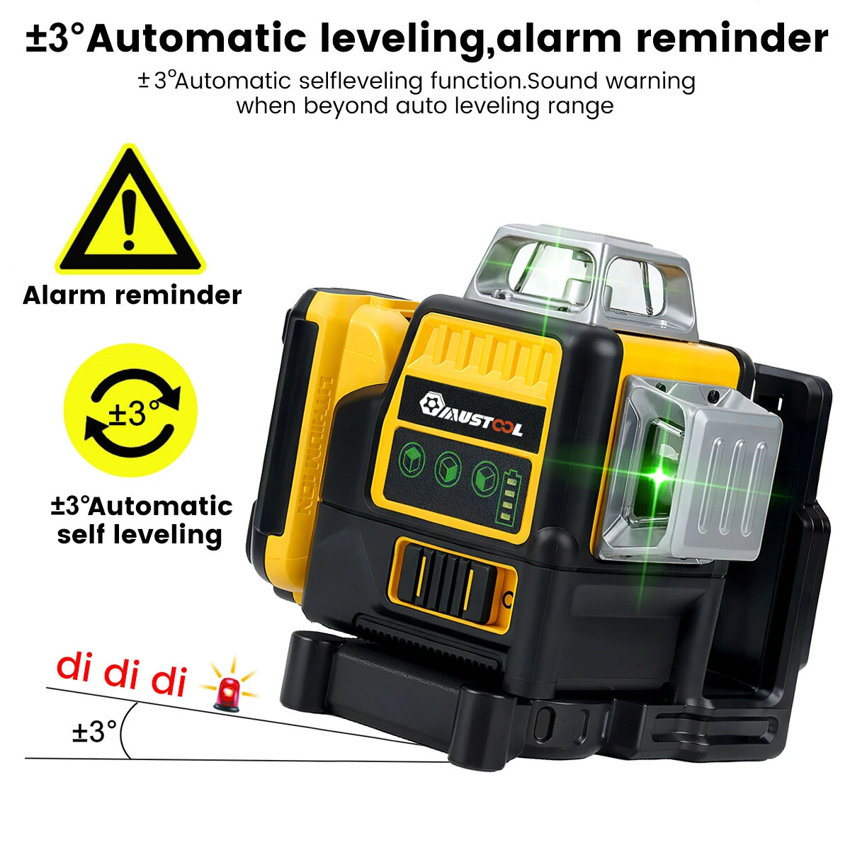 Mustool 3D 12-Line Green Laser Level | Self-Leveling 500nm High Precision - Image 5
