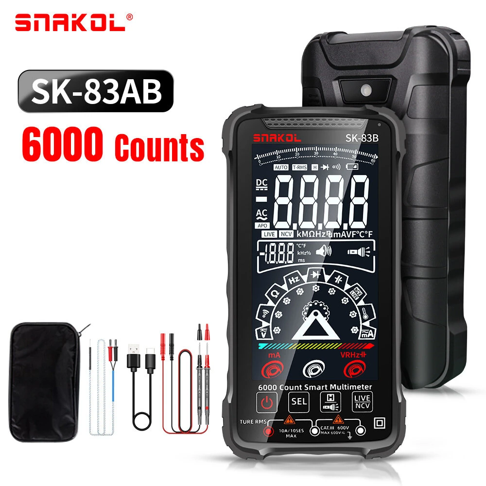 SK-83A/B Smart Multimeter - 6000 Counts, Auto-Ranging, NCV, Backlit LCD - Image 5