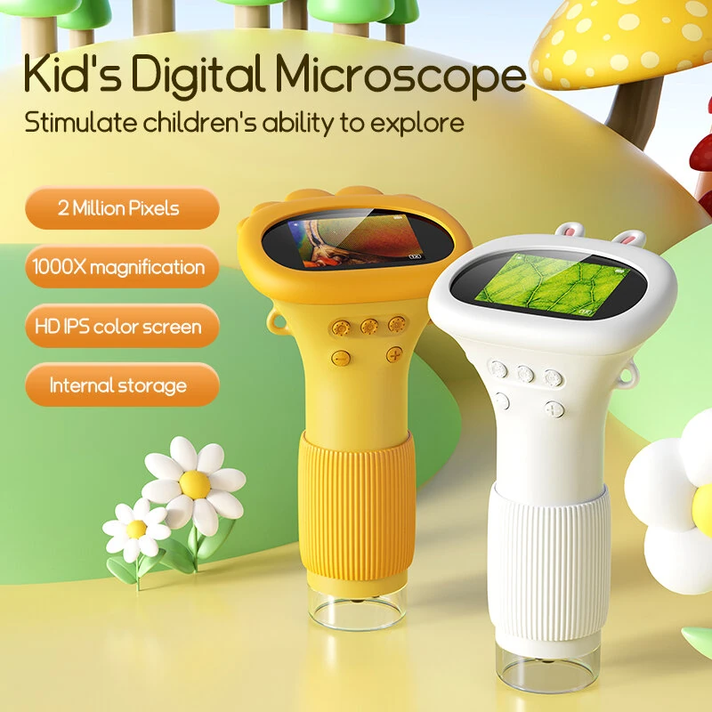 Kids Portable Microscope - 1000X Magnification | 2MP Camera & 2 IPS Screen | 8 LEDs & Rechargeable Battery - Image 2