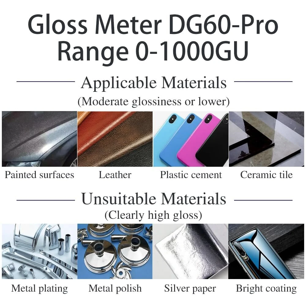 DG60 Pro Gloss Meter - 60 Degree 0-1200GU - Auto-Calibration & USB Bluetooth - Image 3