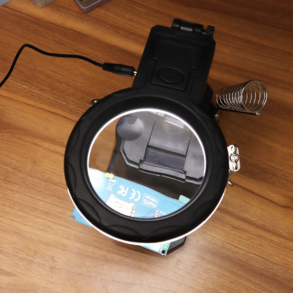 3X/4.5X/25X Magnifying Glass with LED Lights | Illuminated Soldering Iron Stand & Third Hand Tool - Image 4