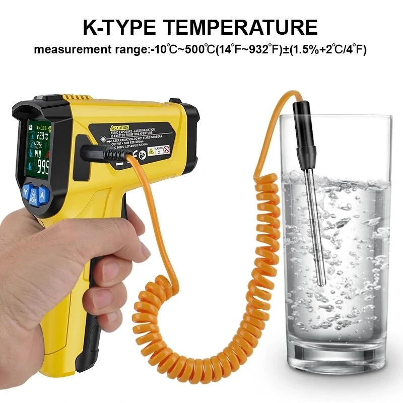 Non-Contact Infrared Thermometer - Laser | LCD Color Display -50~800°C - Image 3