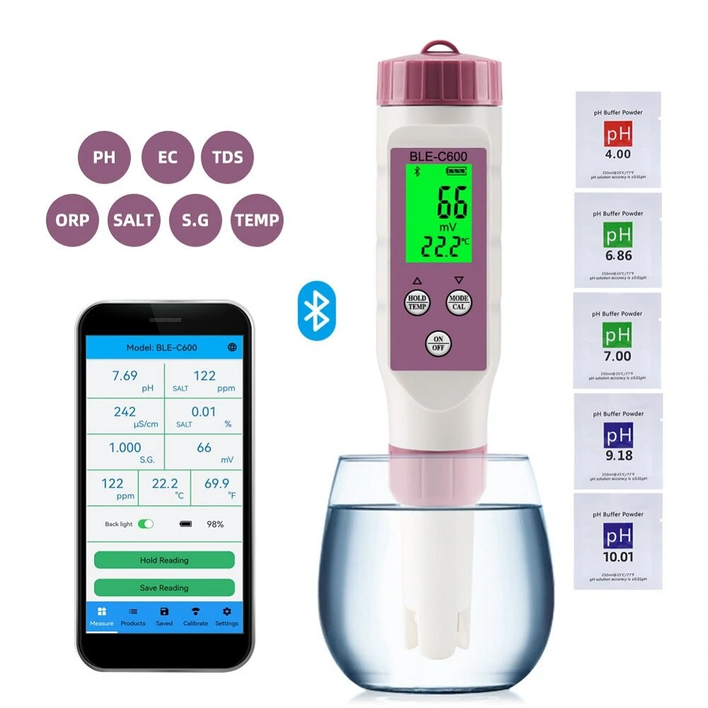 CCOWAY C600 7-in-1 Bluetooth Water Tester | pH TDS EC ORP Temp | Mobile App Control - Image 2