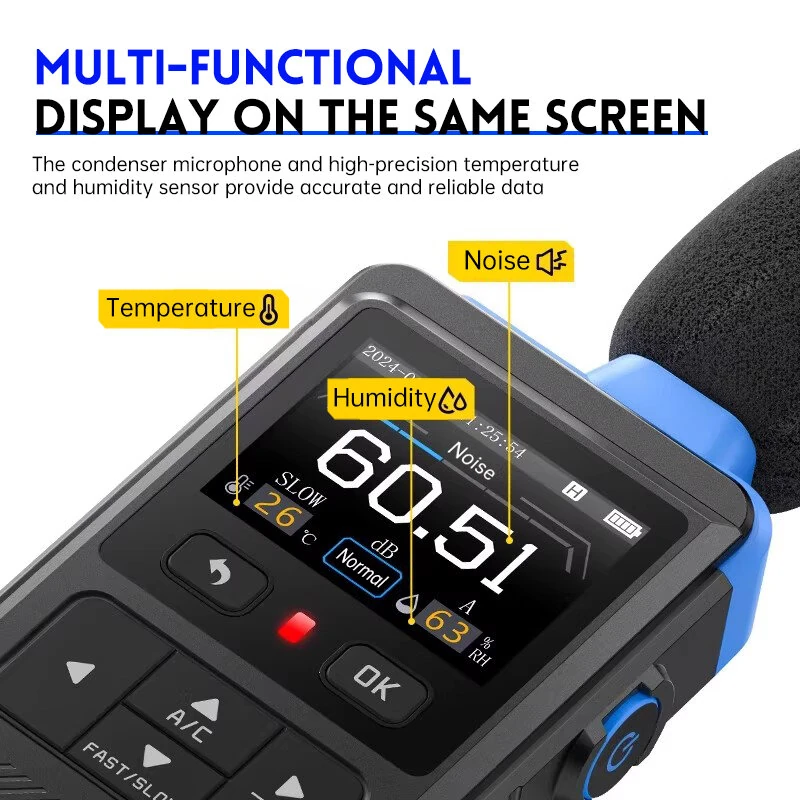 FNIRSI FDM02 Professional Noise Meter - 30dB to 130dB Range | A/C Weighting & Color Screen - Image 4
