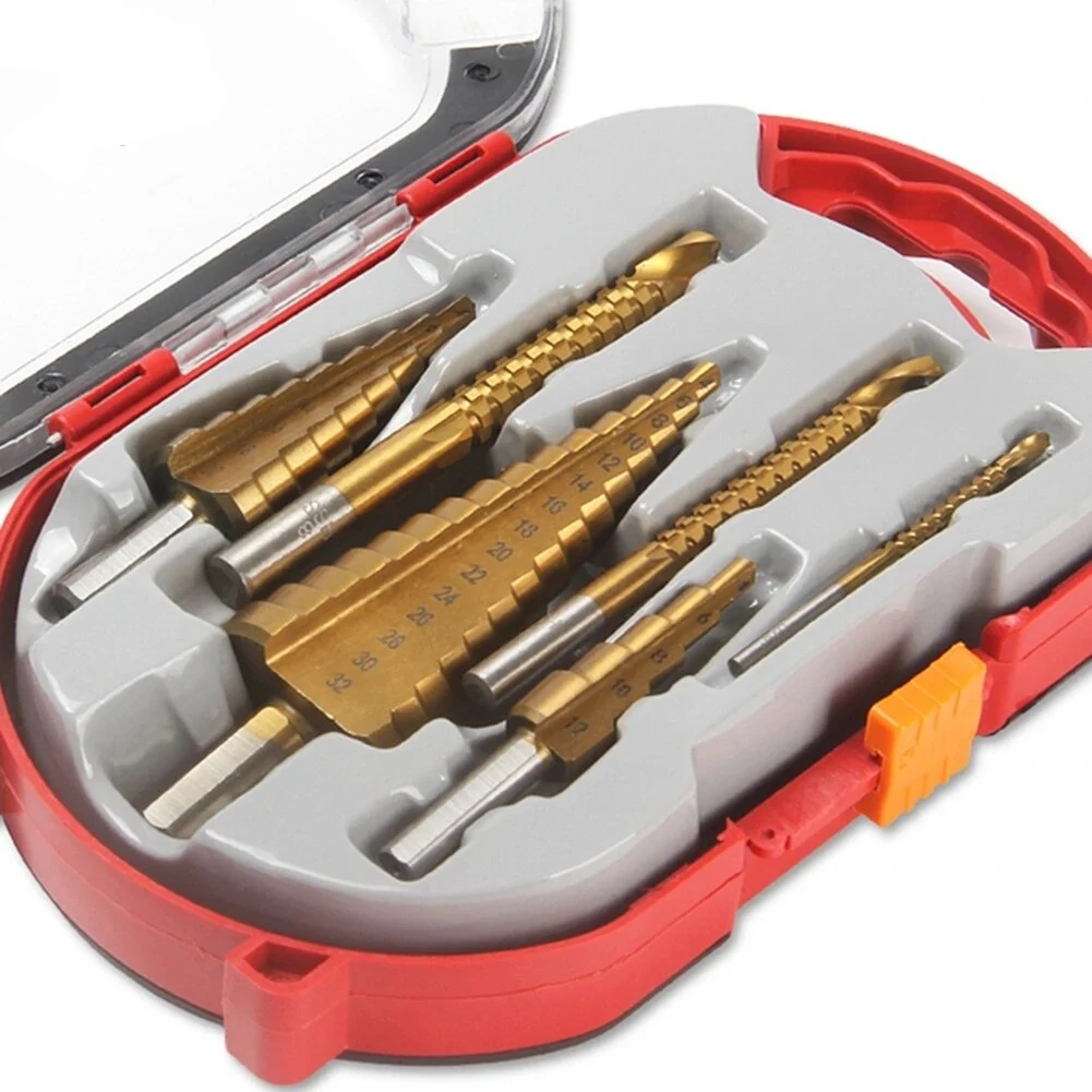 6Pcs Titanium Step Drill Bit Set | 4-32mm Range | For Woodworking & Metal - Image 3