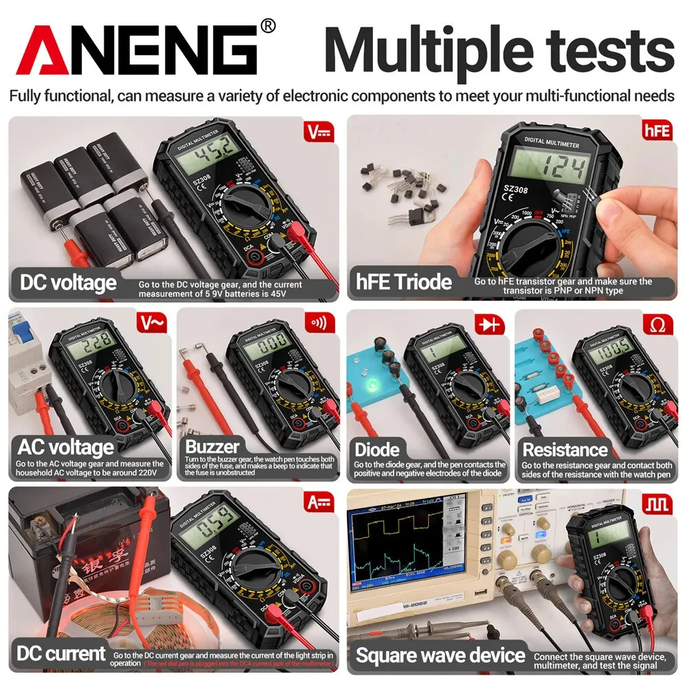 ANENG SZ308 Digital Multimeter | AC/DC Voltage Current Resistance Tester - Image 3