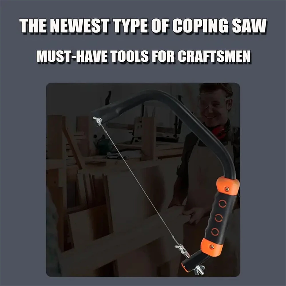 Coping Saw | 12-Inch Hand Saw with 10 Blades - 360° Cutting for Wood, Plastic, Metal - Image 3