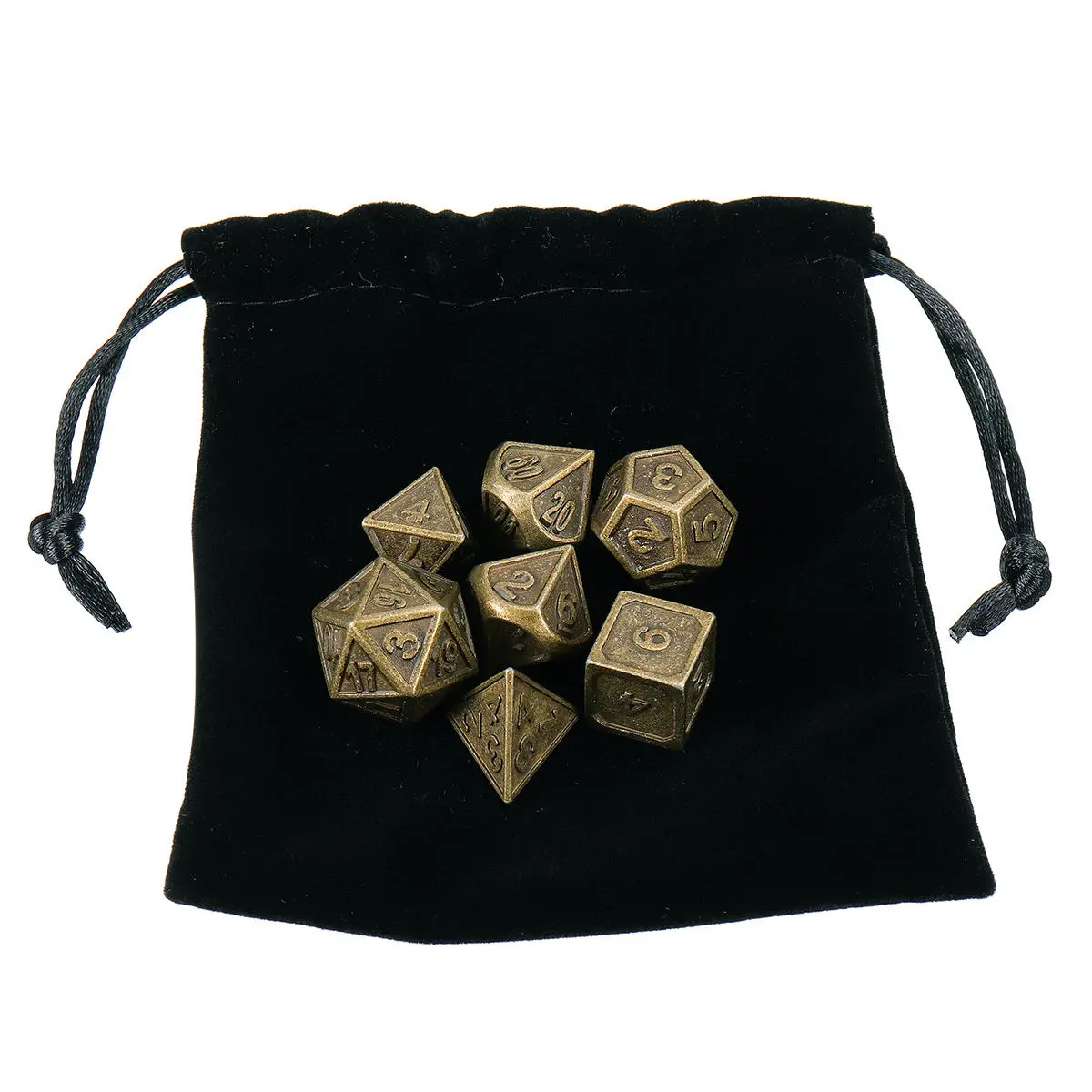 7pcs Embossed Metal RPG Multisided Dices Set - 7 Sides - EDC Gadget | Heavy Duty Bag - Image 3