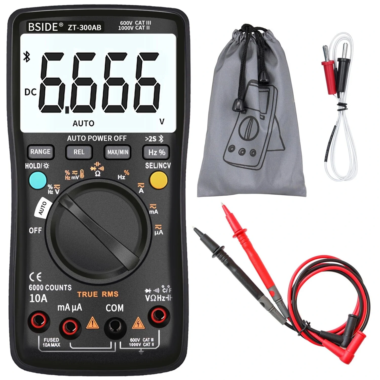 BSIDE ZT-300AB True RMS Digital Multimeter - Wireless Ammeter & Capacitor Tester - Image 3