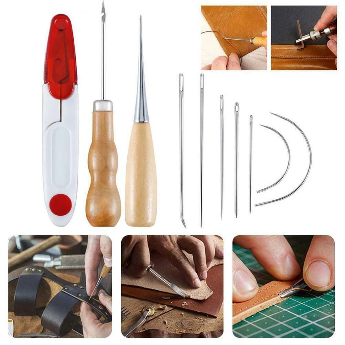 12PCS DIY Leather Craft Hand Tools Kit for Sewing Leather & Canvas - Image 3