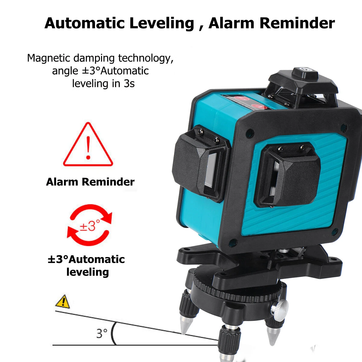 16 Line Green Laser Level - 360° Self-Leveling Horizontal & Vertical Cross Lines - Image 3