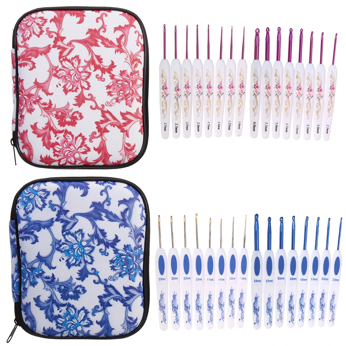 DIY Crochet Hook Set - 16Pcs Aluminum Knitting Needles With Ergonomic Handle & Zipper Case - Image 3