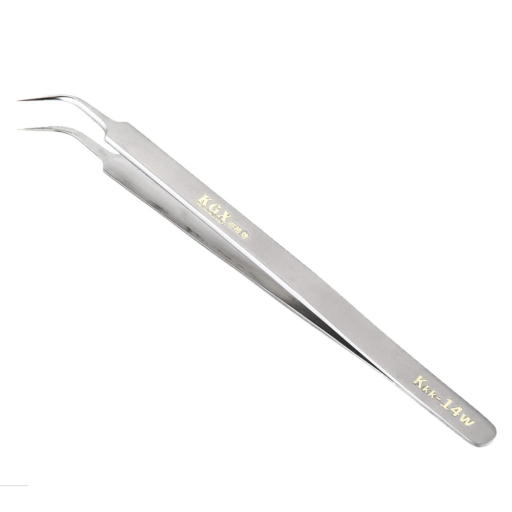 Electronics Anti-static Tweezer - Curved & Straight Tip Precision Steel Forceps for Phone Repair - Image 3