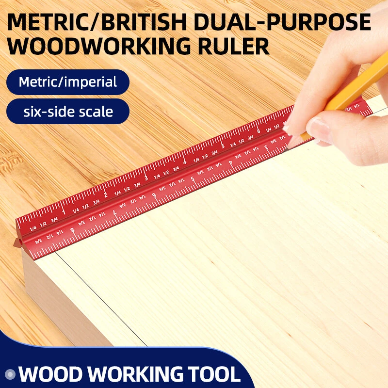 ENJOYWOOD 6 Sided Woodworking Scriber - Dual-Purpose MM & Inch Measuring Tape - Image 2