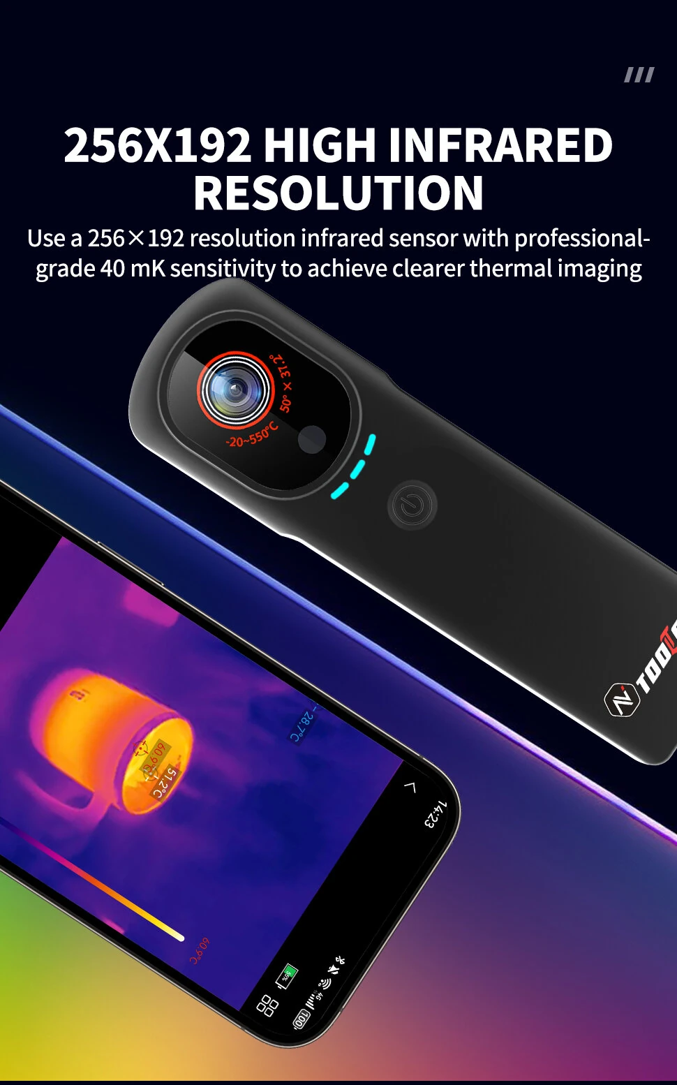 AV TOOLTOP T9 WiFi Thermal Camera | 256x192 IR & 1600x1200 Visible | -20° to 550°C | 10m Wireless Portable Heat Analyzer - Image 4