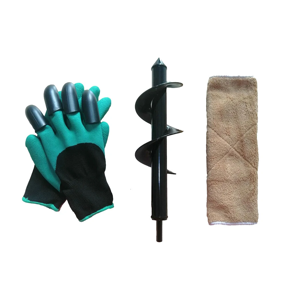 Garden Genie 8x30cm Auger Drill Bit Set with Gloves | Bedding & Weeds - Image 3