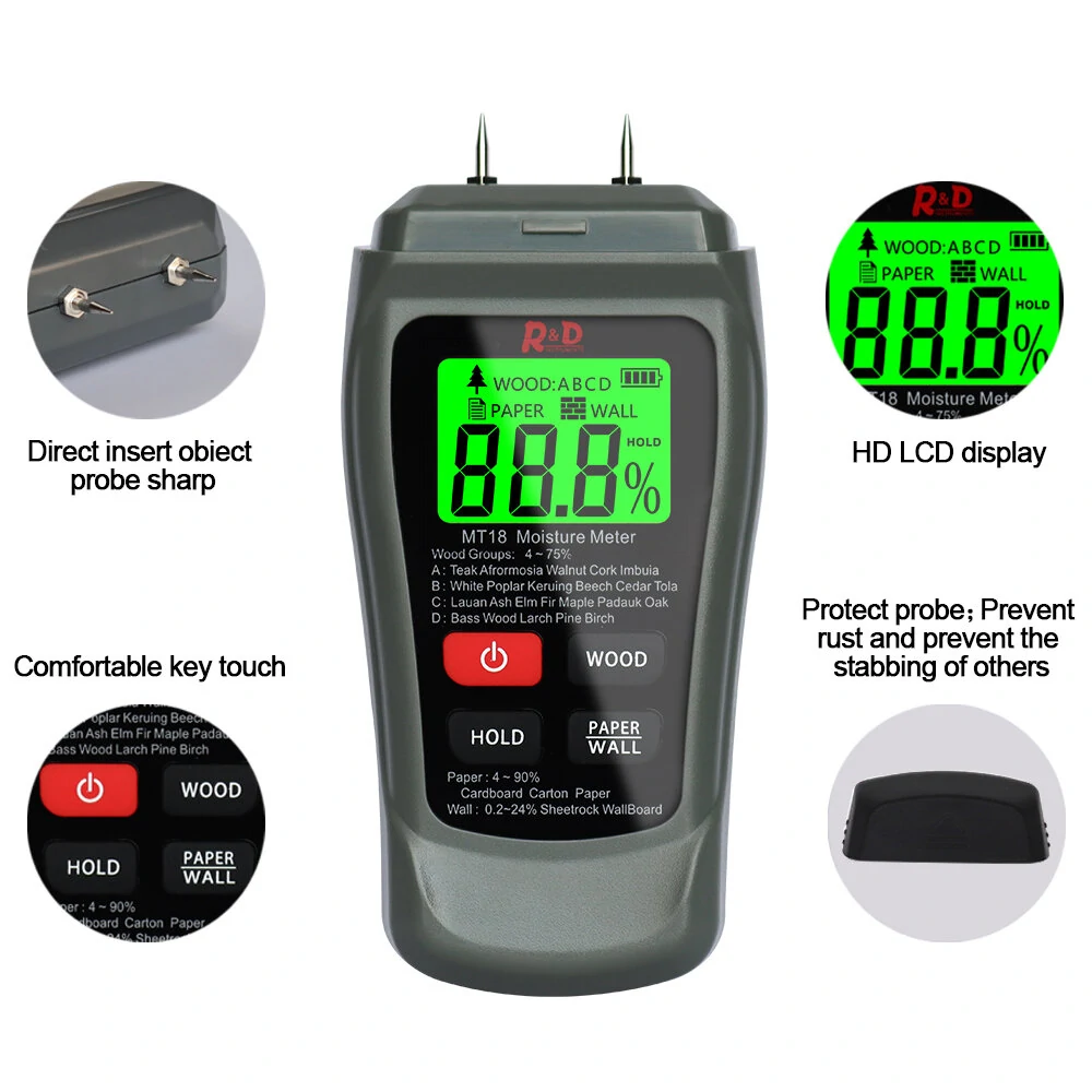 Wood Moisture Meter - Digital Needle Display for Wood, Cardboard & Walls - Image 2