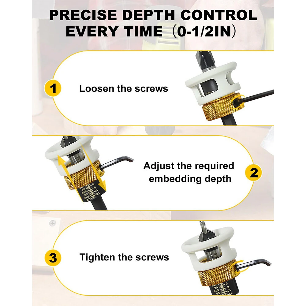 Carbide Tipped Countersink Drill Bits Set - 1/4 Hex Shank with Depth Stop - Image 5