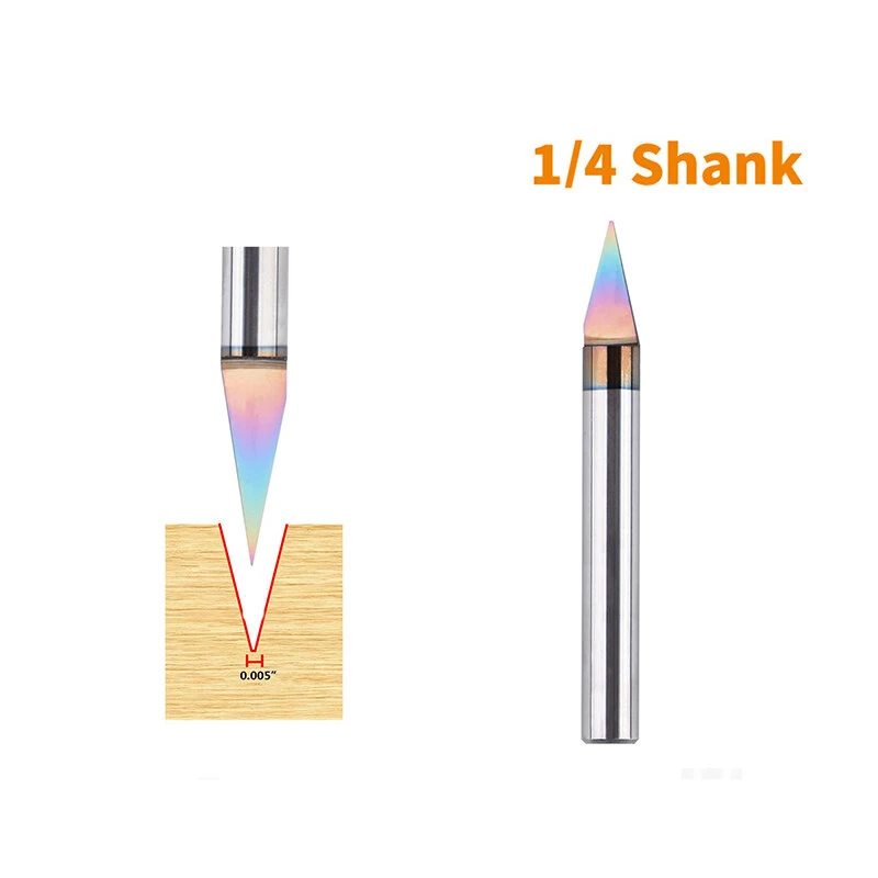 V Shape Tungsten Steel CNC Router Bit - 1/4 Inch Shank | 15.9mm Depth HRC93 - Image 2