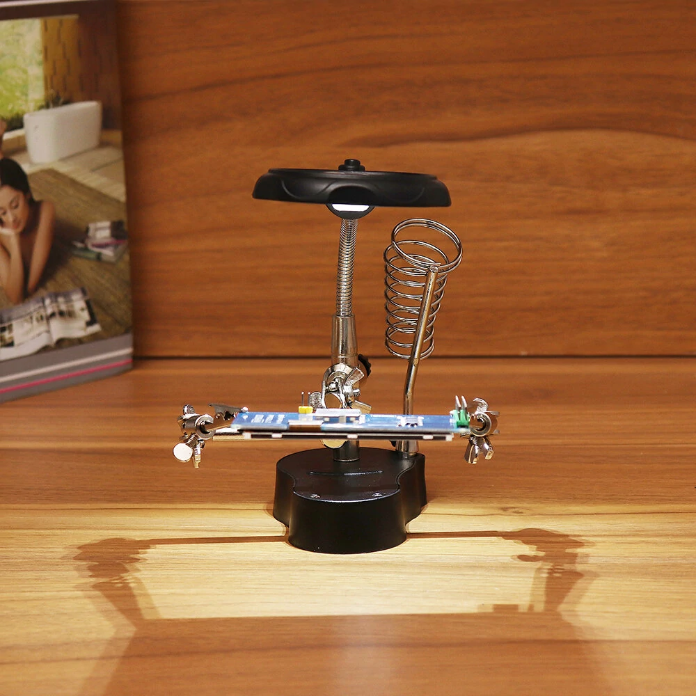 LED Soldering Iron Stand with Helping Hands & Magnifying Glass | Third Hand Tool - Image 3