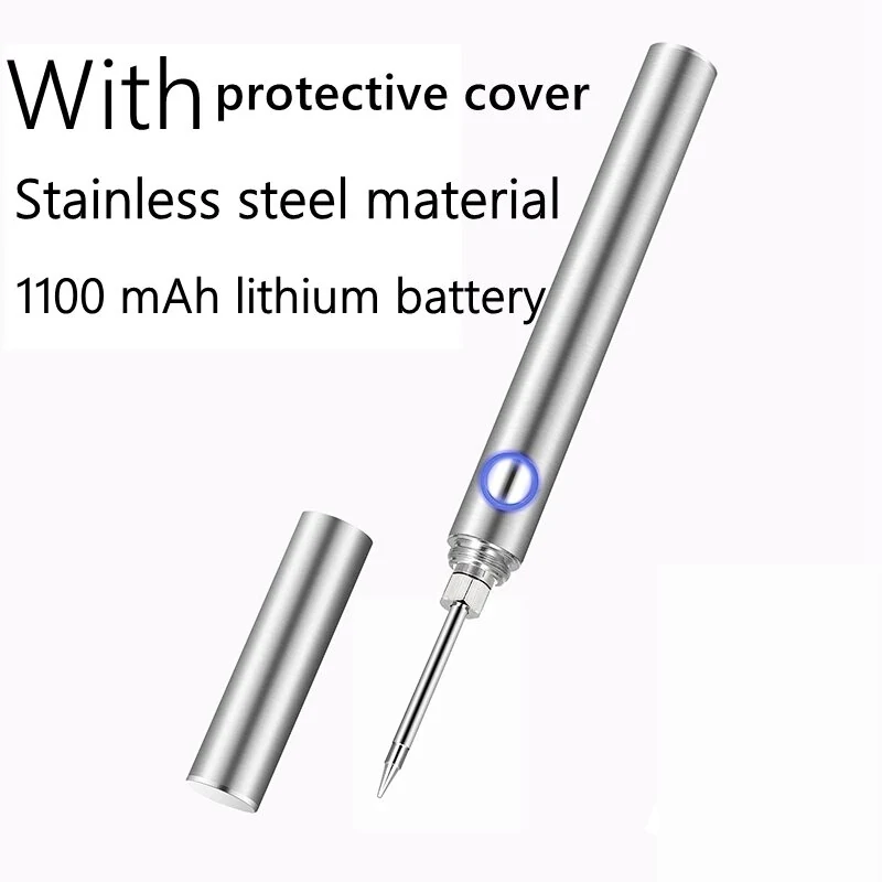 Portable Mini Soldering Iron Kit - USB Rechargeable with Battery & Cover - Image 2