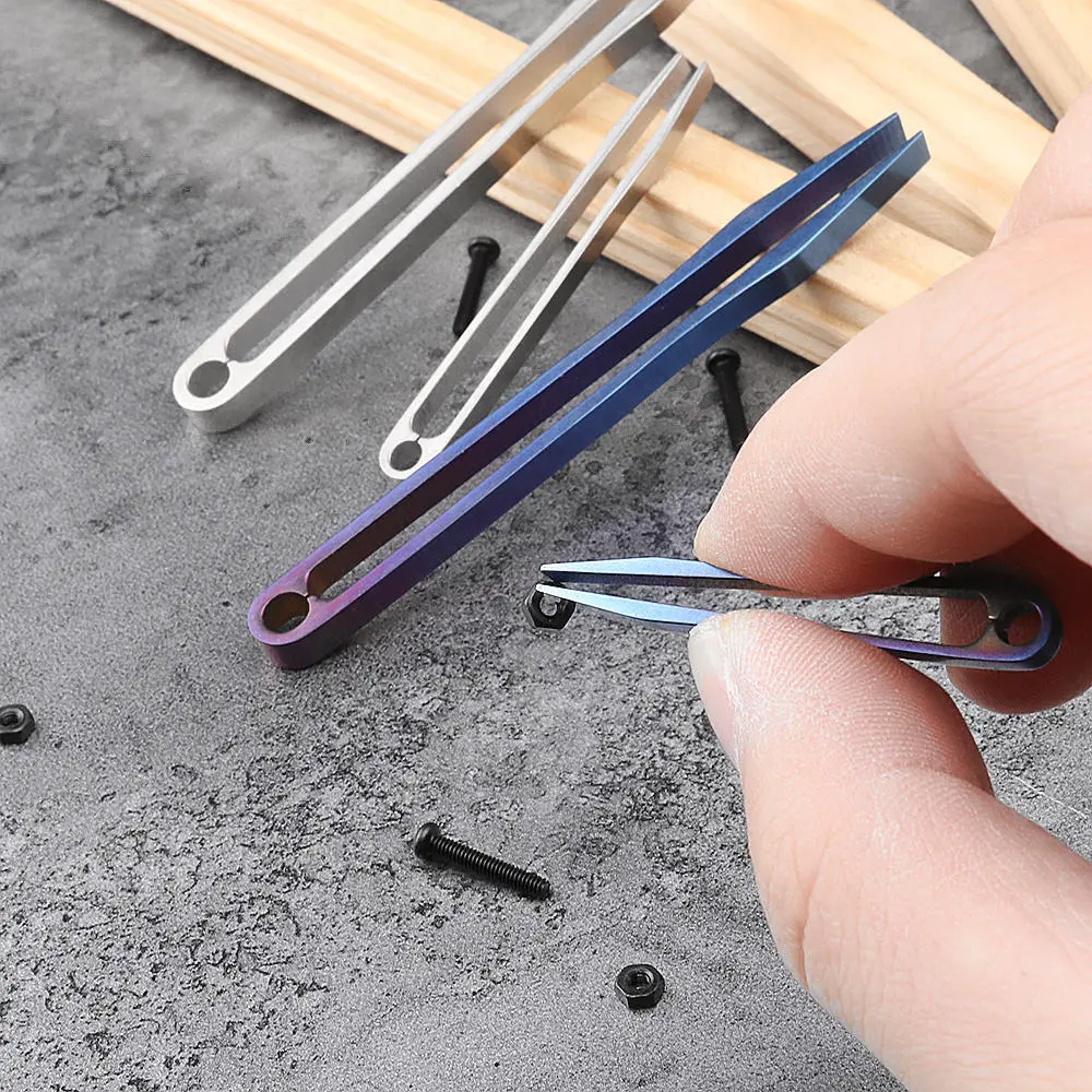 EDC TC4 Titanium Mini Tweezer - Portable CNC Clip Tool for Emergency - Image 3