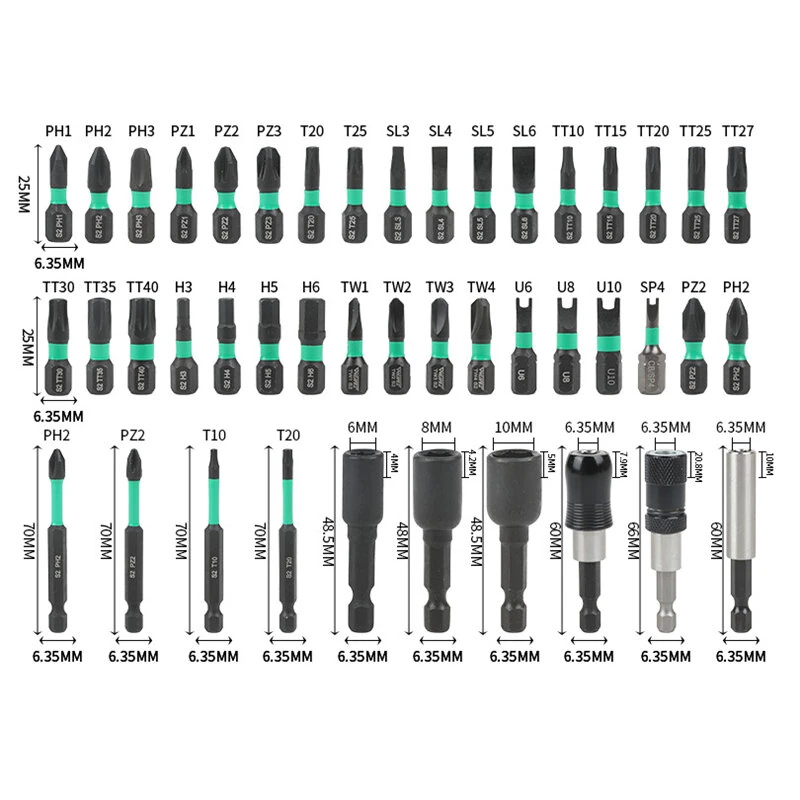 44PC Magnetic Screwdriver Bit Set | S2 Steel | 635mm Shank | Electric Drill Compatible - Image 3
