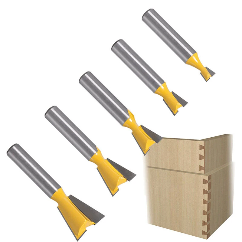 LAVIE 5pc Dovetail Router Bit Set - 8mm 1/2 12mm Shank - Woodworking CNC Cutter - Image 3