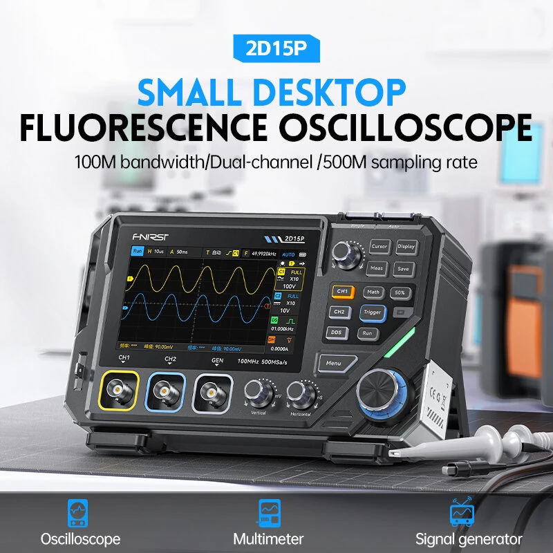 FNIRSI 2D15P Oscilloscope | 2CH 100MHz 500MSa/s | Signal Generator & Multimeter - Image 2
