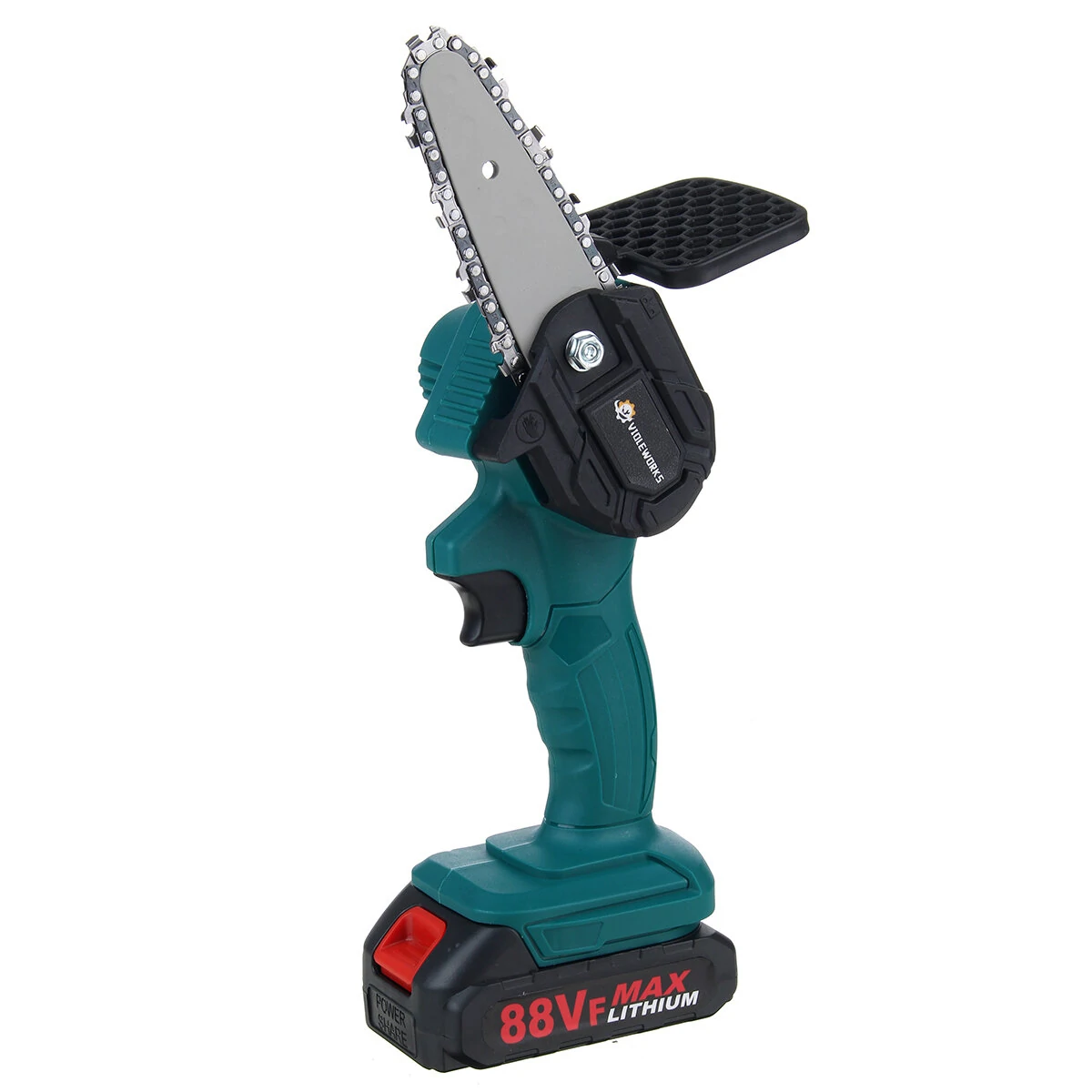 VIOLEWORKS 88V Cordless Electric Saw | 4-Inch One-Hand Chain Saw | Wood Cutting & Tree Pruning Tool w/Battery - Image 4