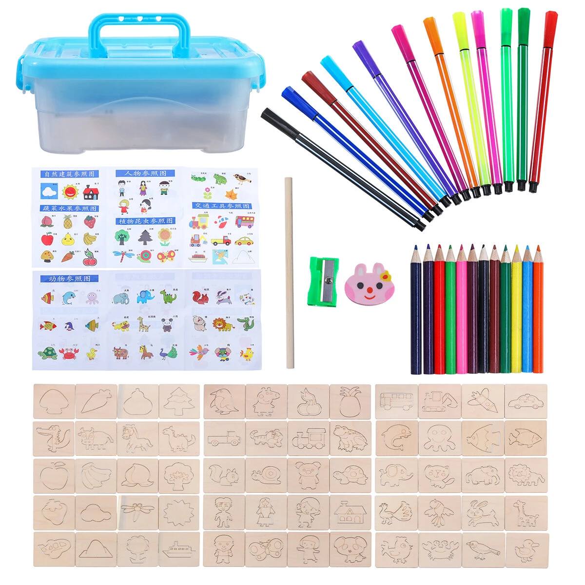 24-36-60x Color Painting Tools Kit | Graffiti Template & Wooden Toy for Kids - Image 4
