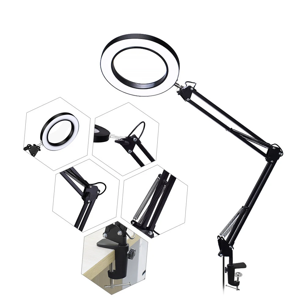 DANIU Flexible Desk Magnifier Lamp - 33cm LED with 5X USB Magnifying Glass - Image 4